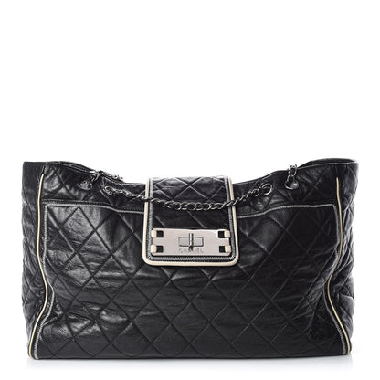 Chanel Lambskin Quilted Large East West Tote Black 1 of 16