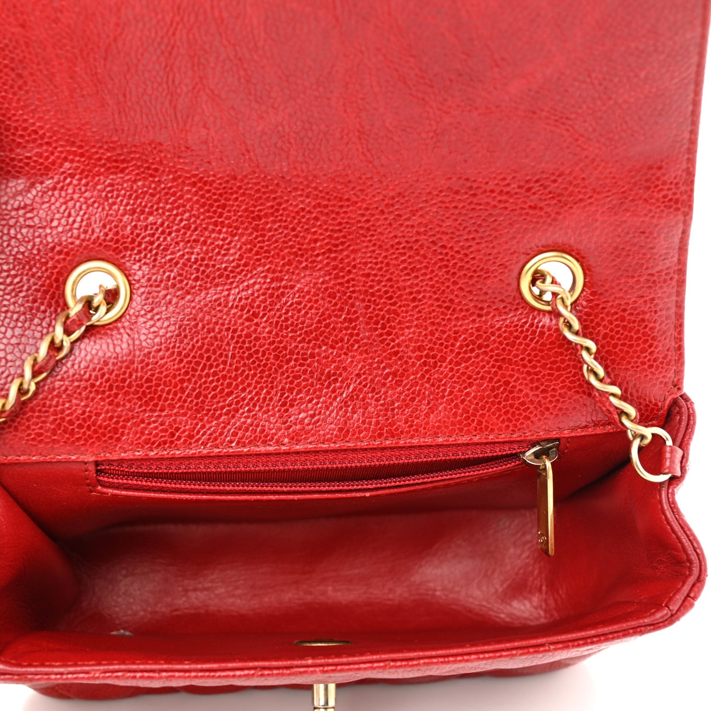 Caviar Quilted Mini Square Flap Red