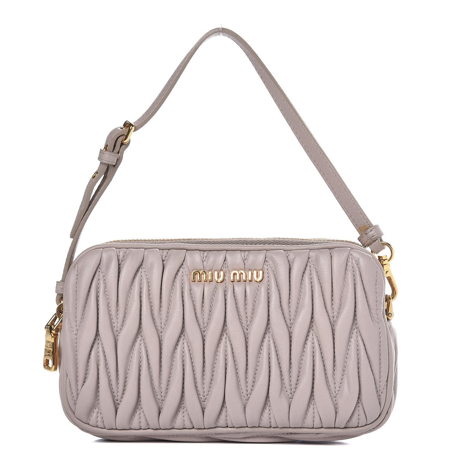 Nappa Matelasse Double Zip Pochette Clutch Pomice