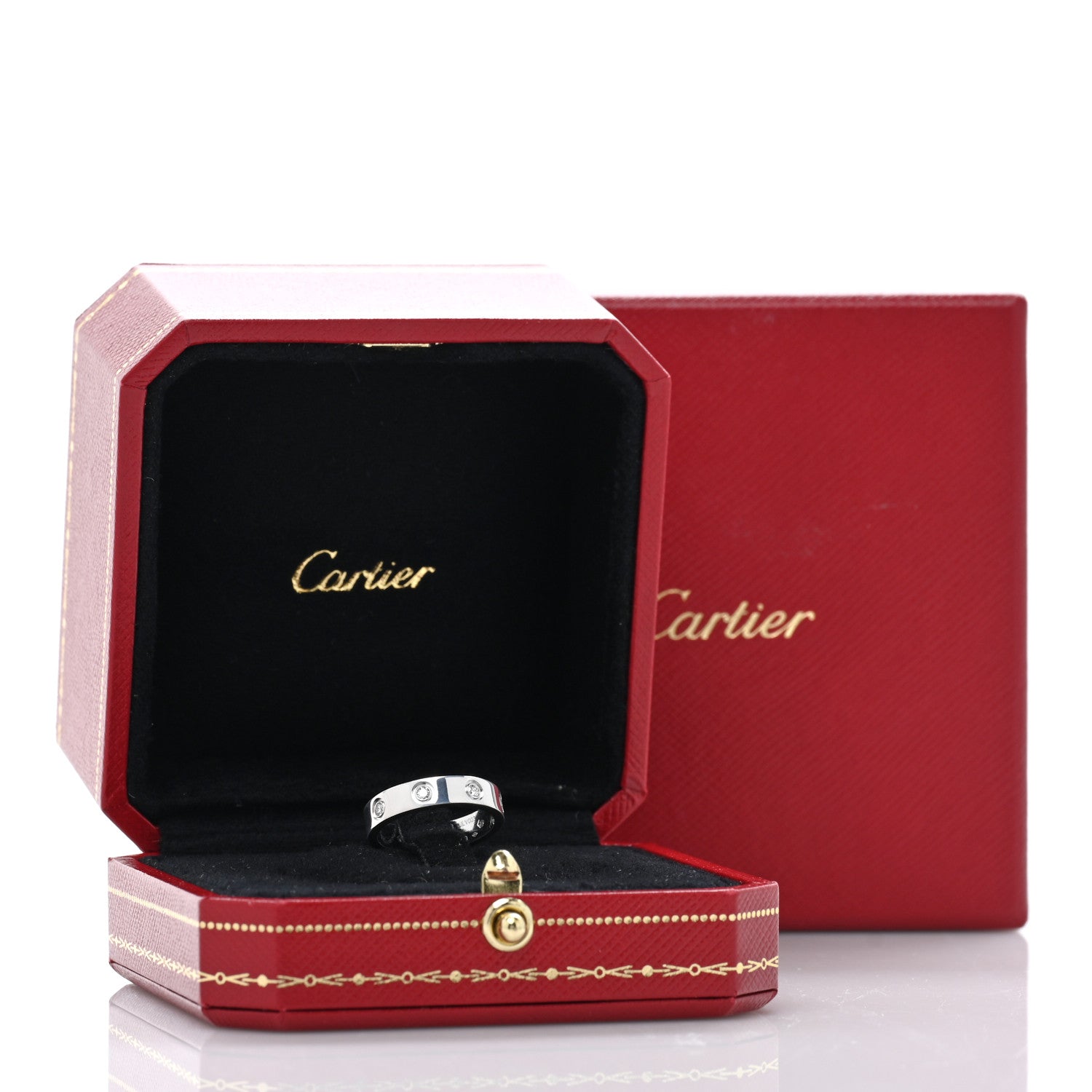 Cartier 18K White Gold 8 Diamond 4mm LOVE Wedding Band Ring 48 4.5 5 of 5