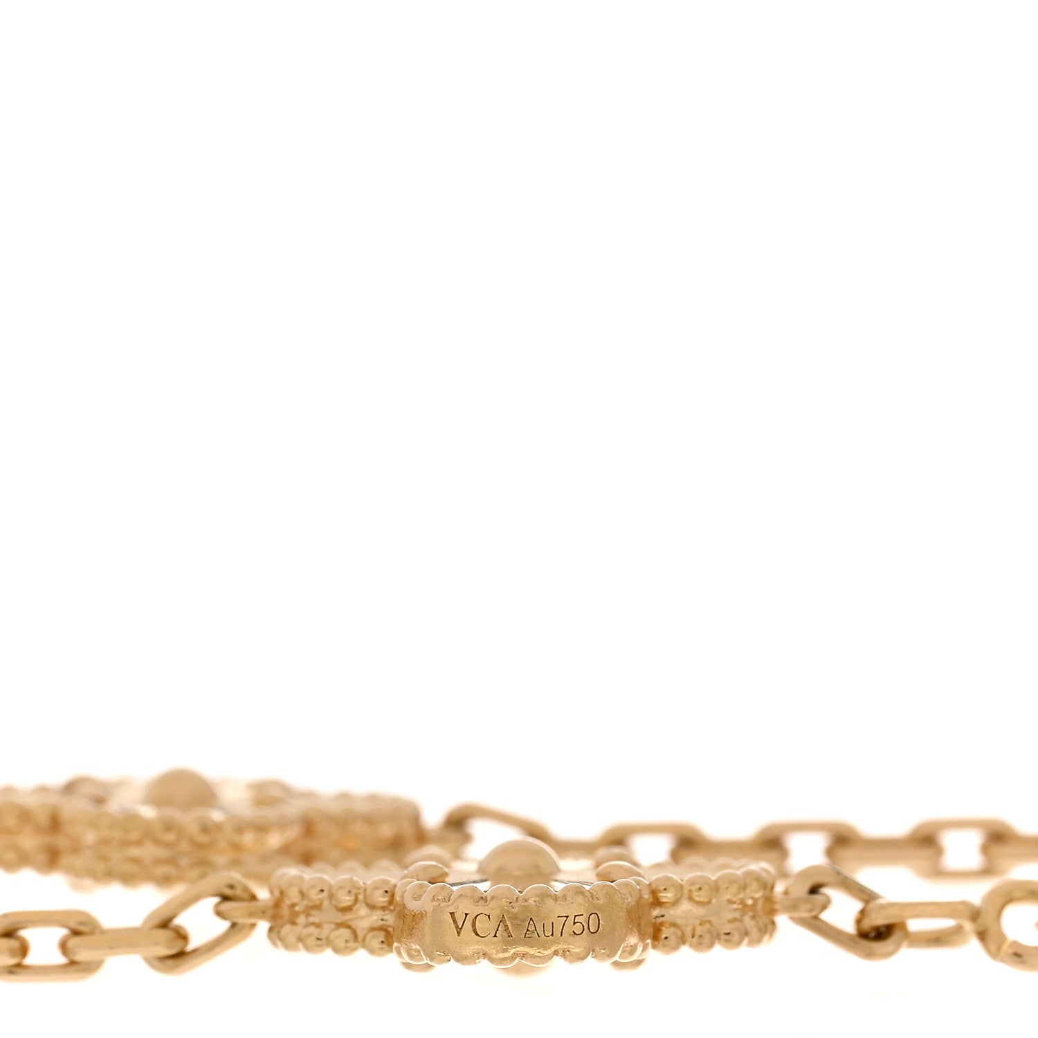 Van Cleef & Arpels 18K Yellow Gold Diamond 5 Motifs Guilloche Vintage Alhambra Bracelet 3 of 4