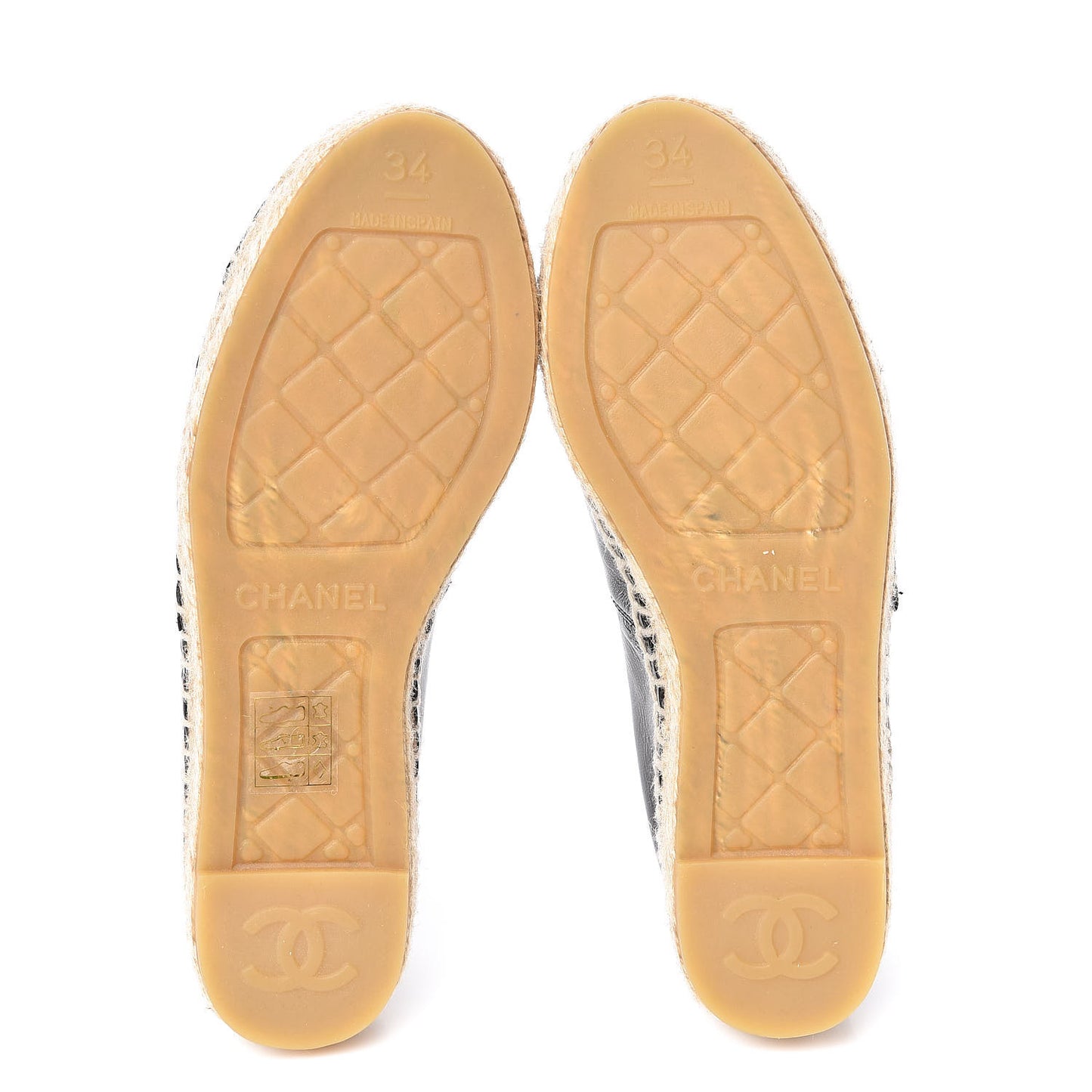 Metallic Lambskin Grosgrain CC Espadrilles 34 Black