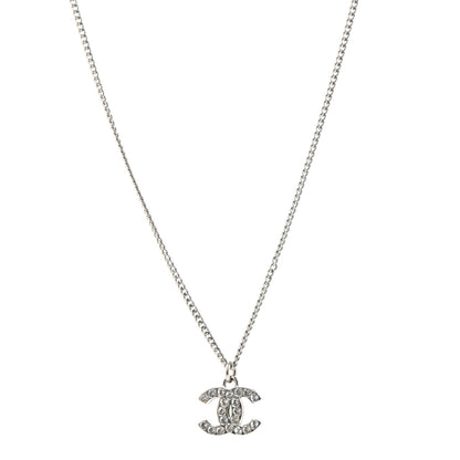 Chanel Crystal CC Pendant Necklace Silver 1 of 6