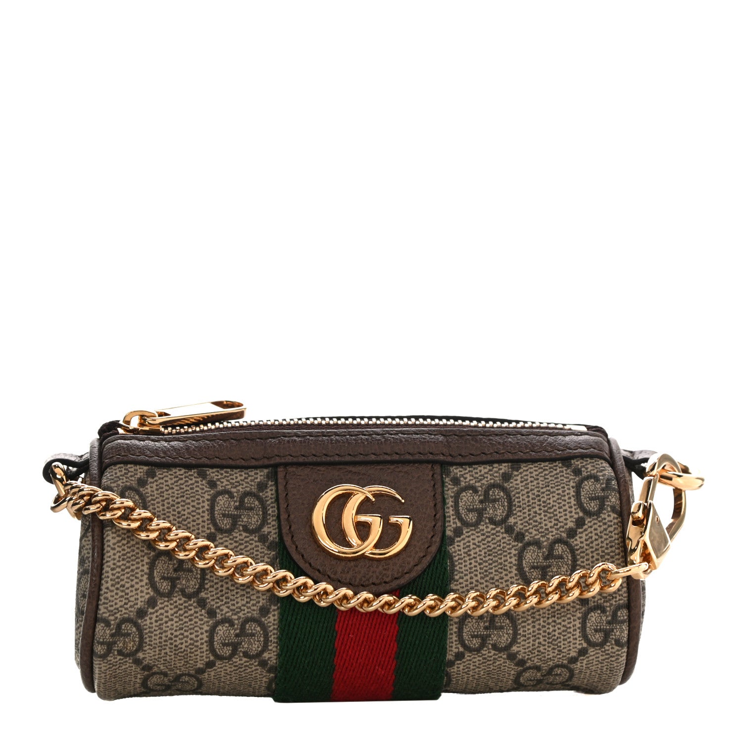 Gucci GG Supreme Monogram Web Ophidia Barrel Coin Purse Beige New Acero 1 of 11