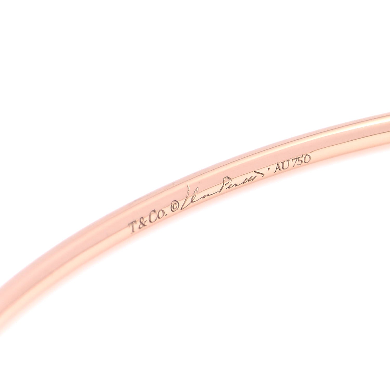 Tiffany 18K Rose Gold Diamond Elsa Peretti Hoop Single Row Bangle Bracelet 4 of 4