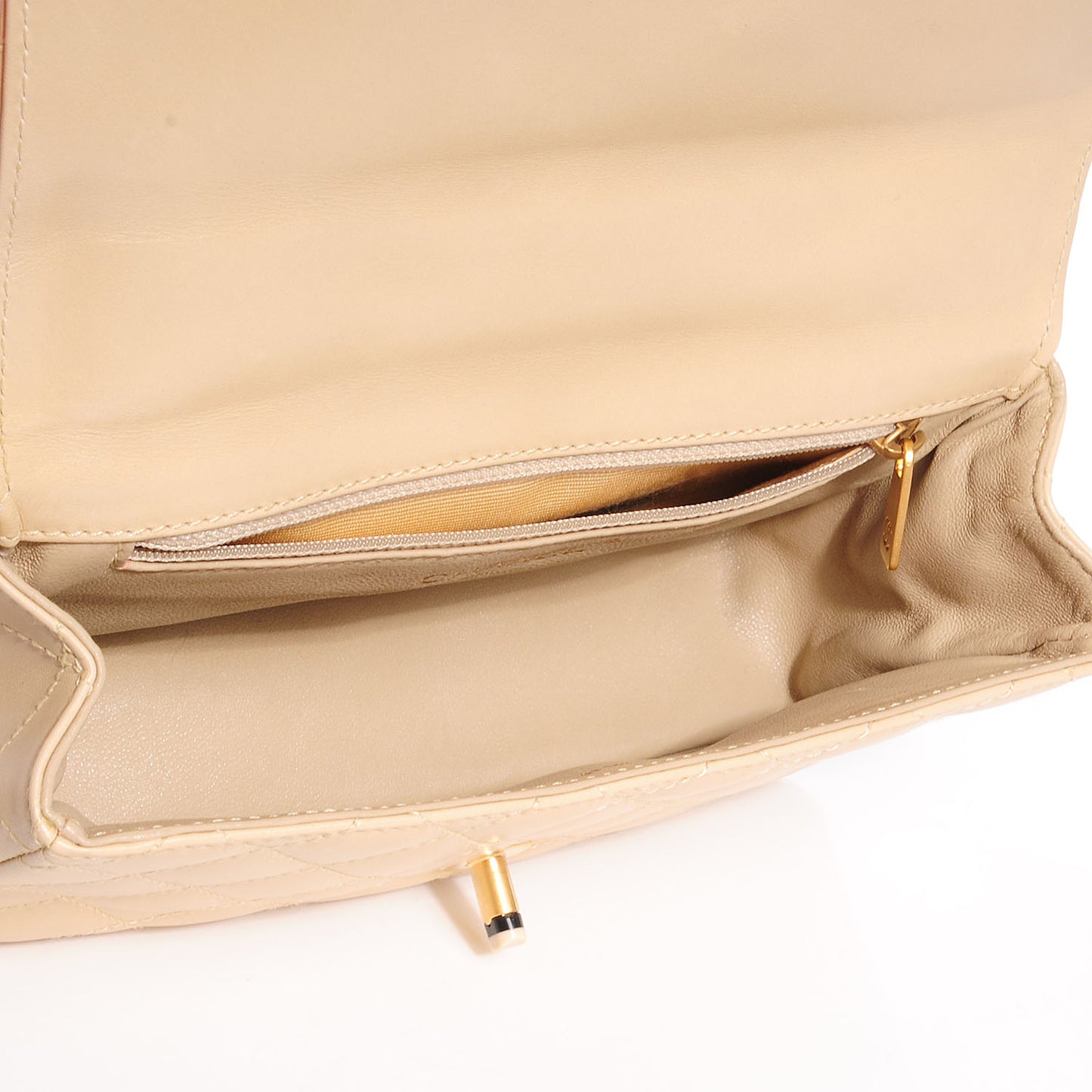 Lambskin Bekko Resin Small Single Flap Beige