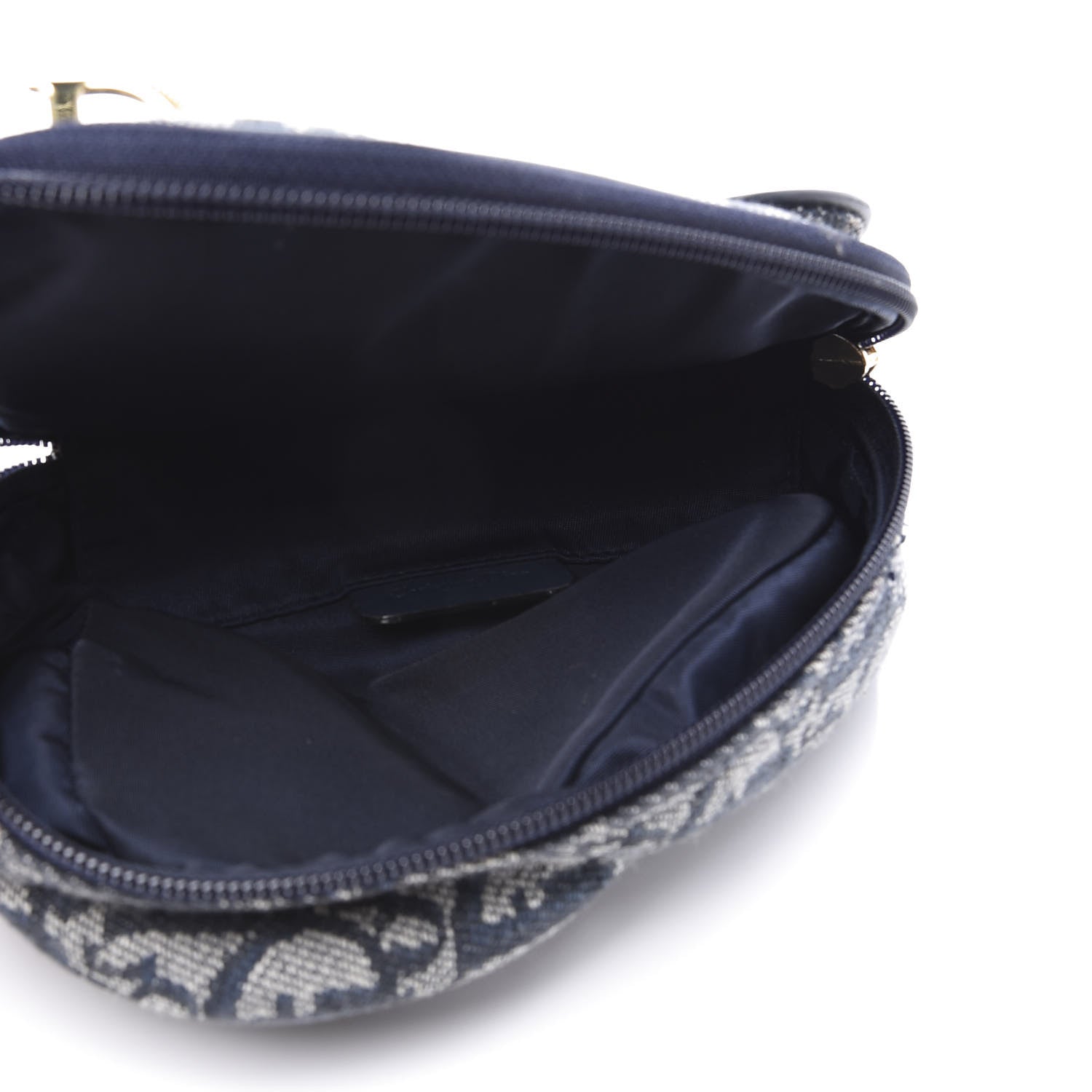 Christian Dior Monogram Mini Saddle Zip Pouch Navy Blue 4 of 12