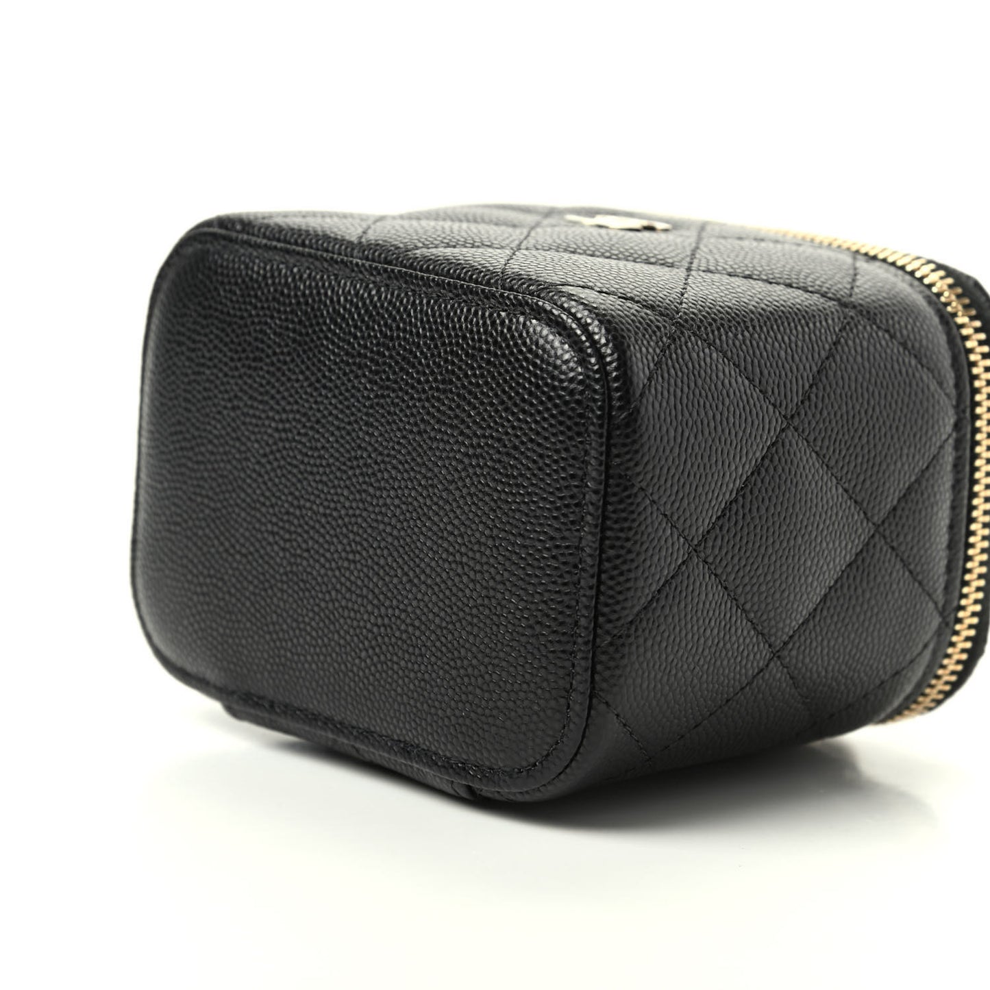 Caviar Quilted Mini Vanity Case With Chain Black