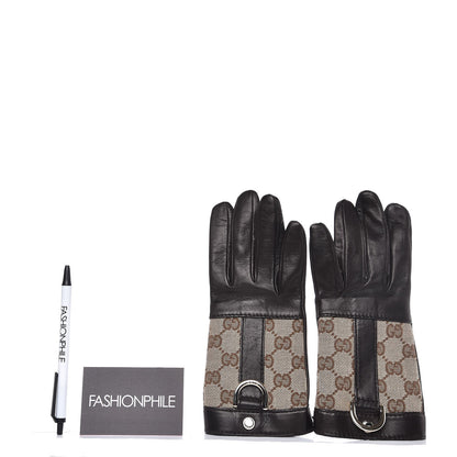 Gucci Monogram Calfskin Short Ring Stud Gloves 6.5 2 of 7