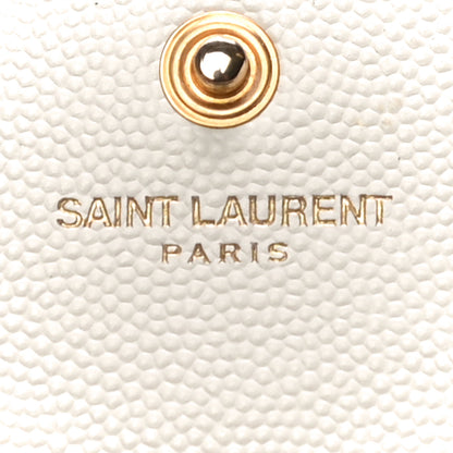 Saint Laurent Grain De Poudre Matelasse Chevron Monogram Chain Wallet White 5 of 20