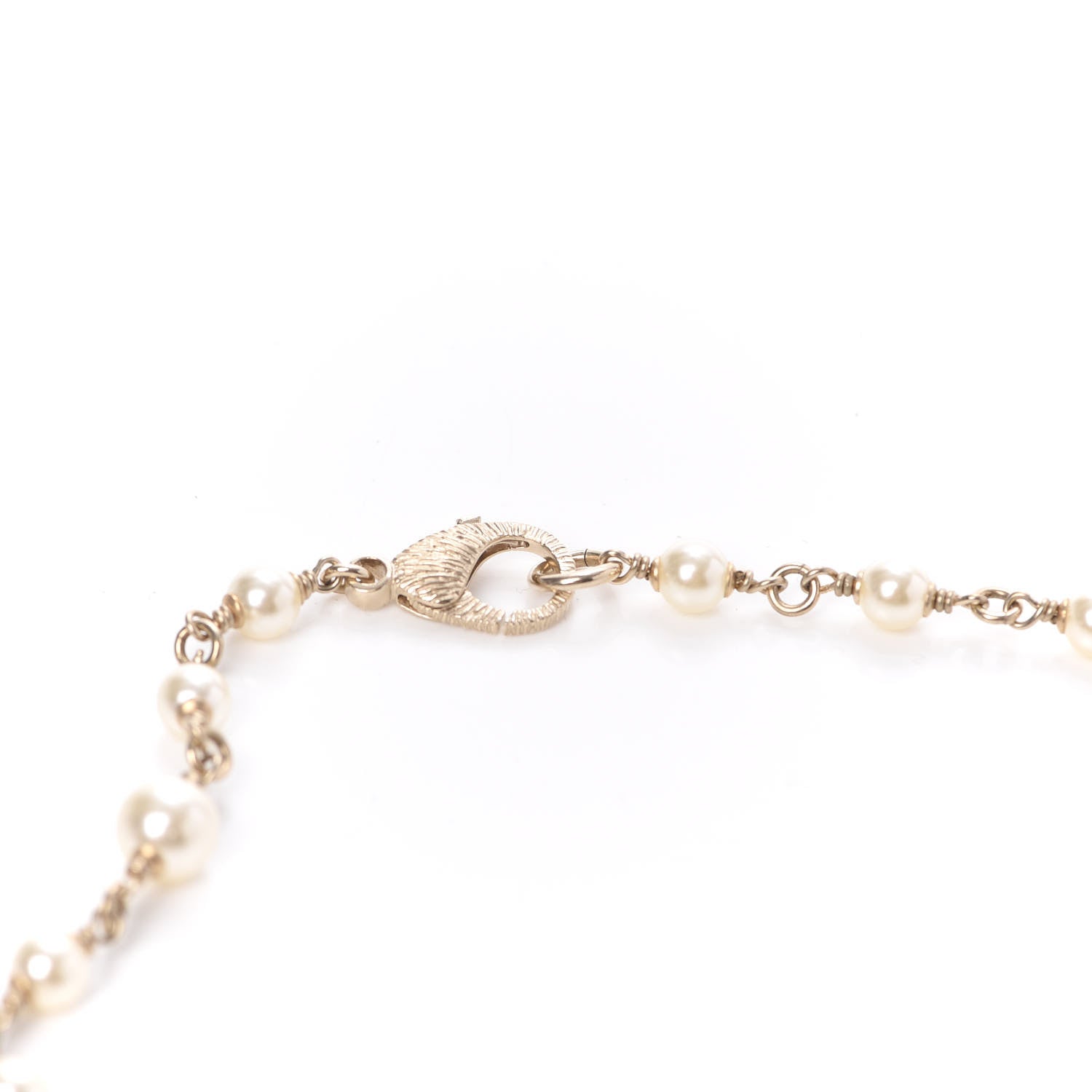 Chanel Metal Quilted Pearl CC Long Necklace Light Gold 5 of 8