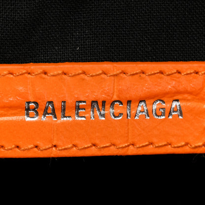 Balenciaga Extra Supple Calfskin Crocodile Embossed Le Cagole Shoulder Bag XS Pop Orange 6 of 12