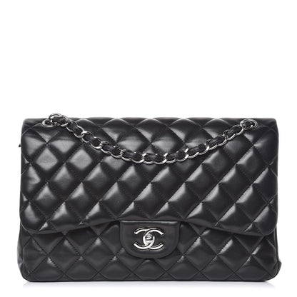 Chanel Lambskin Quilted Jumbo Double Flap Black 1 of 15