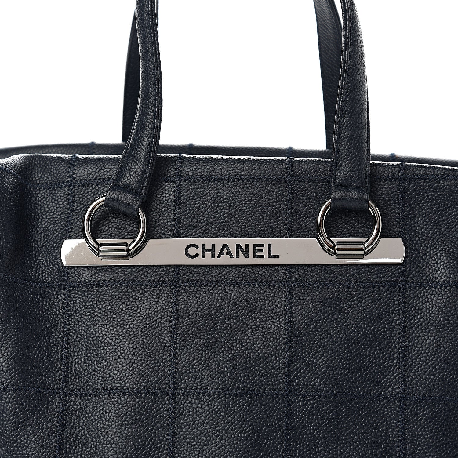 Chanel Caviar Square Stitched Satchel Navy 9 of 9