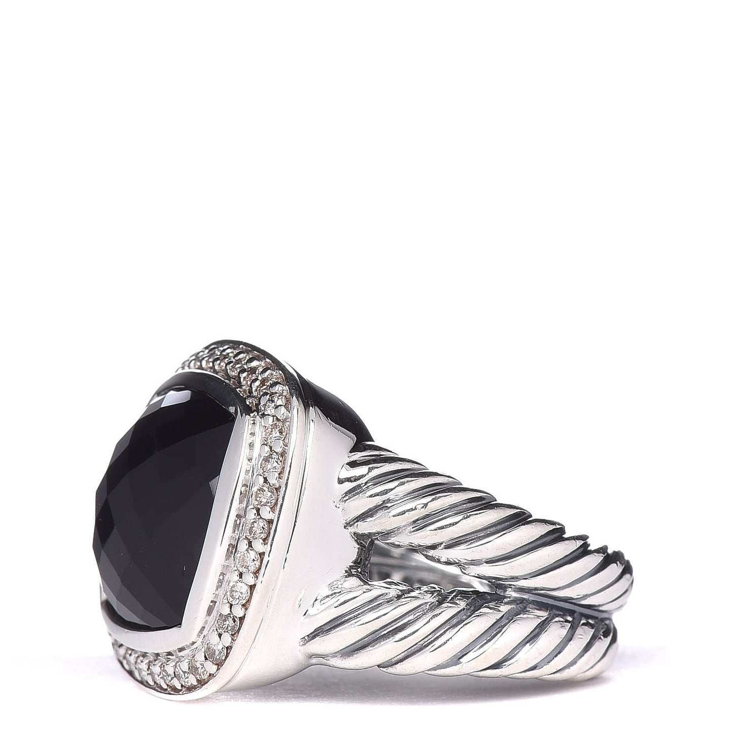 Sterling Silver Diamond Black Onyx 11mm Albion Ring 48 4.5
