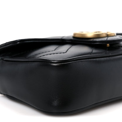 Gucci Calfskin Matelasse Super Mini GG Marmont Shoulder Bag Black 9 of 10