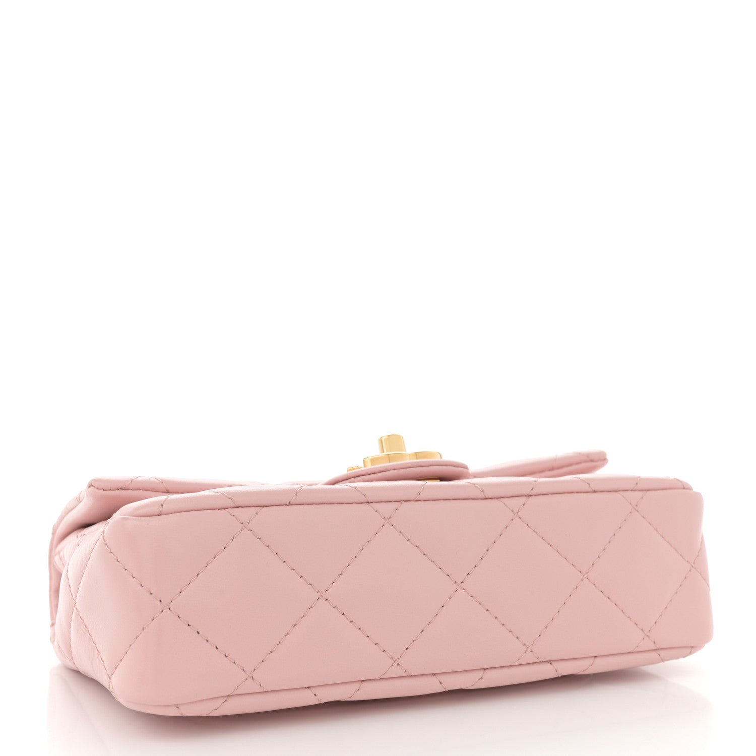 Chanel Shiny Lambskin Quilted Golden Links Top Handle Flap Light Pink 4 of 11