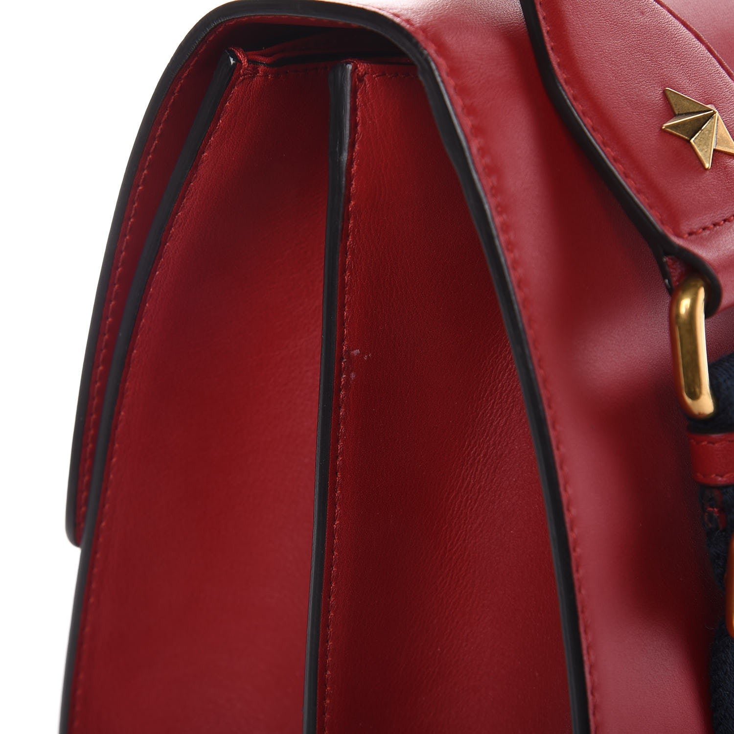 Gucci Moon Calfskin Web Large Dionysus Bamboo Top Handle Bag Hibiscus Red 9 of 11