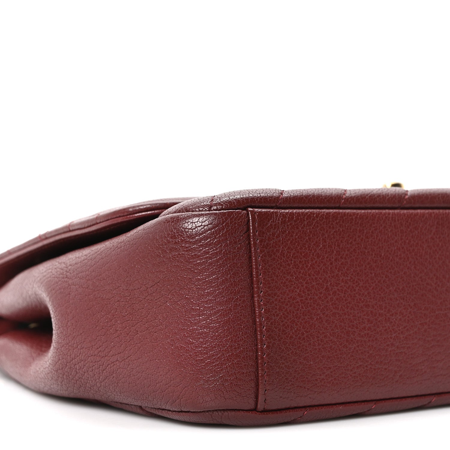 Chanel Shiny Goatskin Diagonal Quilted Medium Flap Burgundy 9 of 10