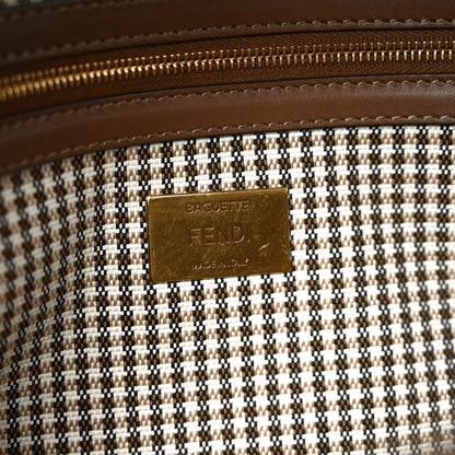Fendi Wool Vitello King Houndstooth FF Embroidered Baguette Beige Moro 6 of 10