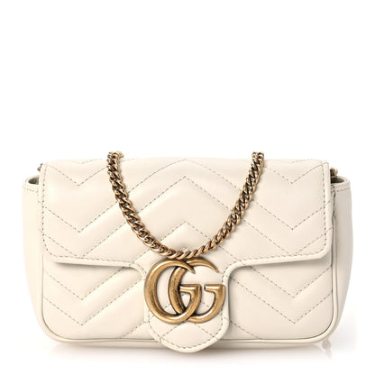 Gucci Calfskin Matelasse Super Mini GG Marmont Shoulder Bag White 1 of 10