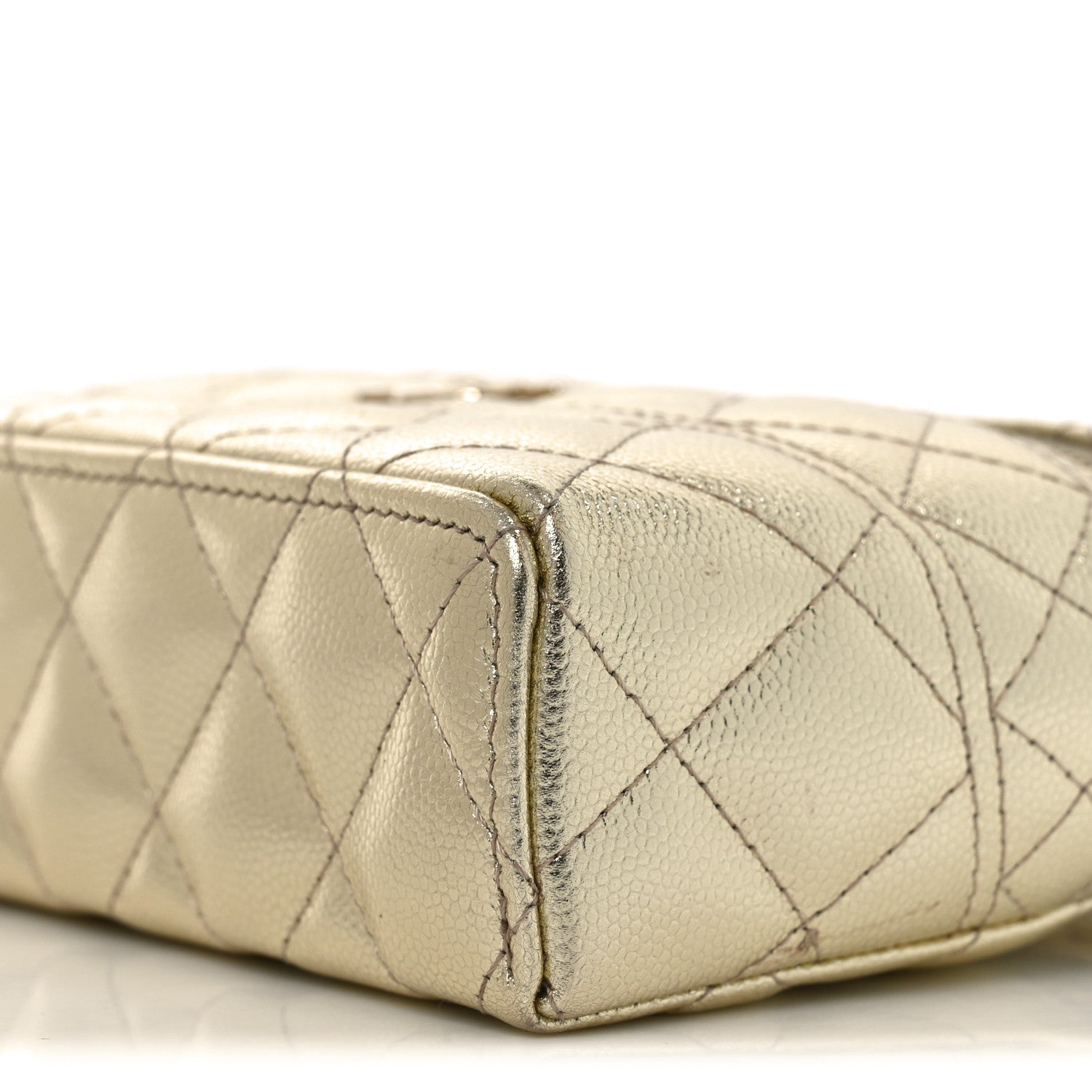 Chanel Metallic Caviar Quilted Trendy Handle Slim Vanity Light Golden 9 of 11
