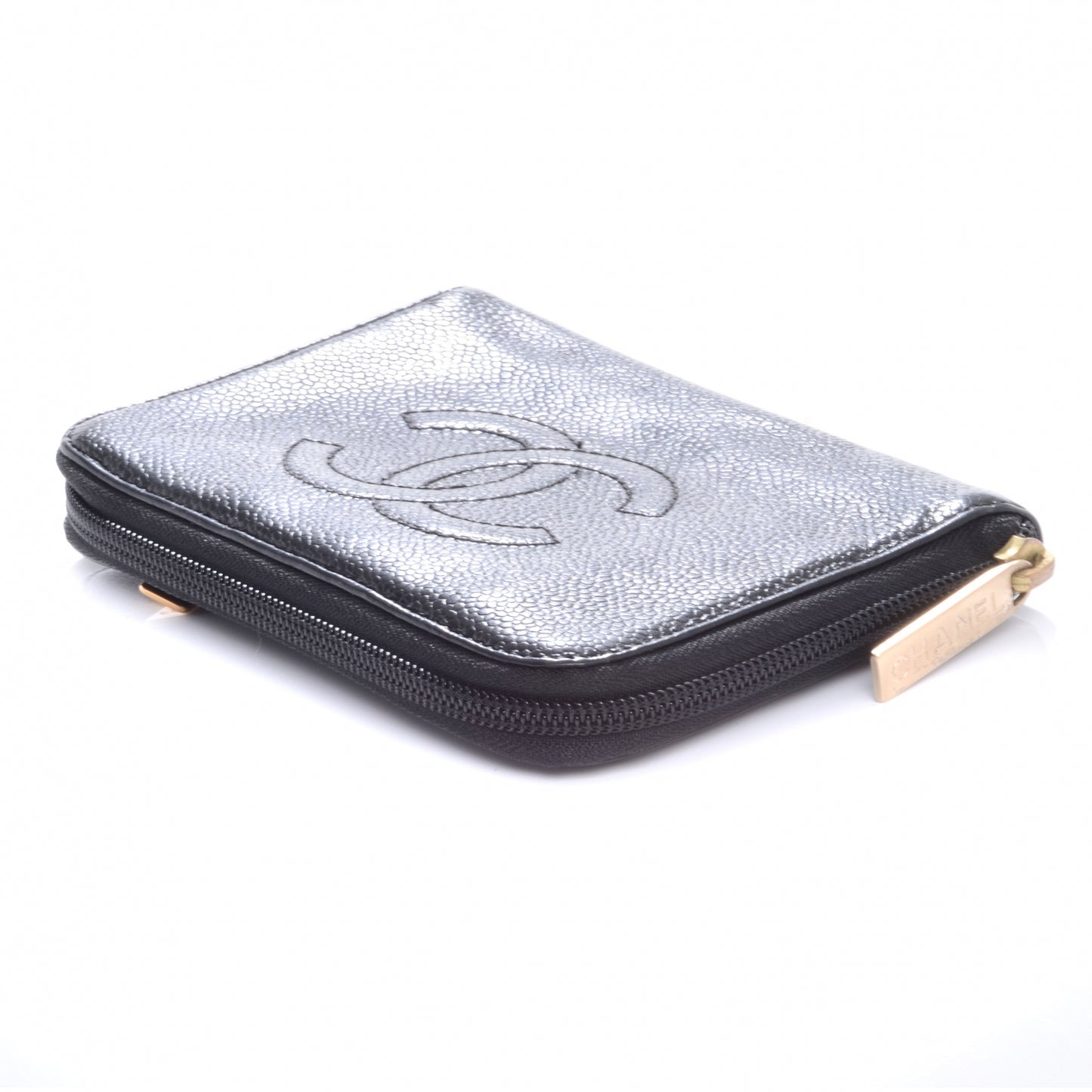 Caviar Zip Around Wallet Black