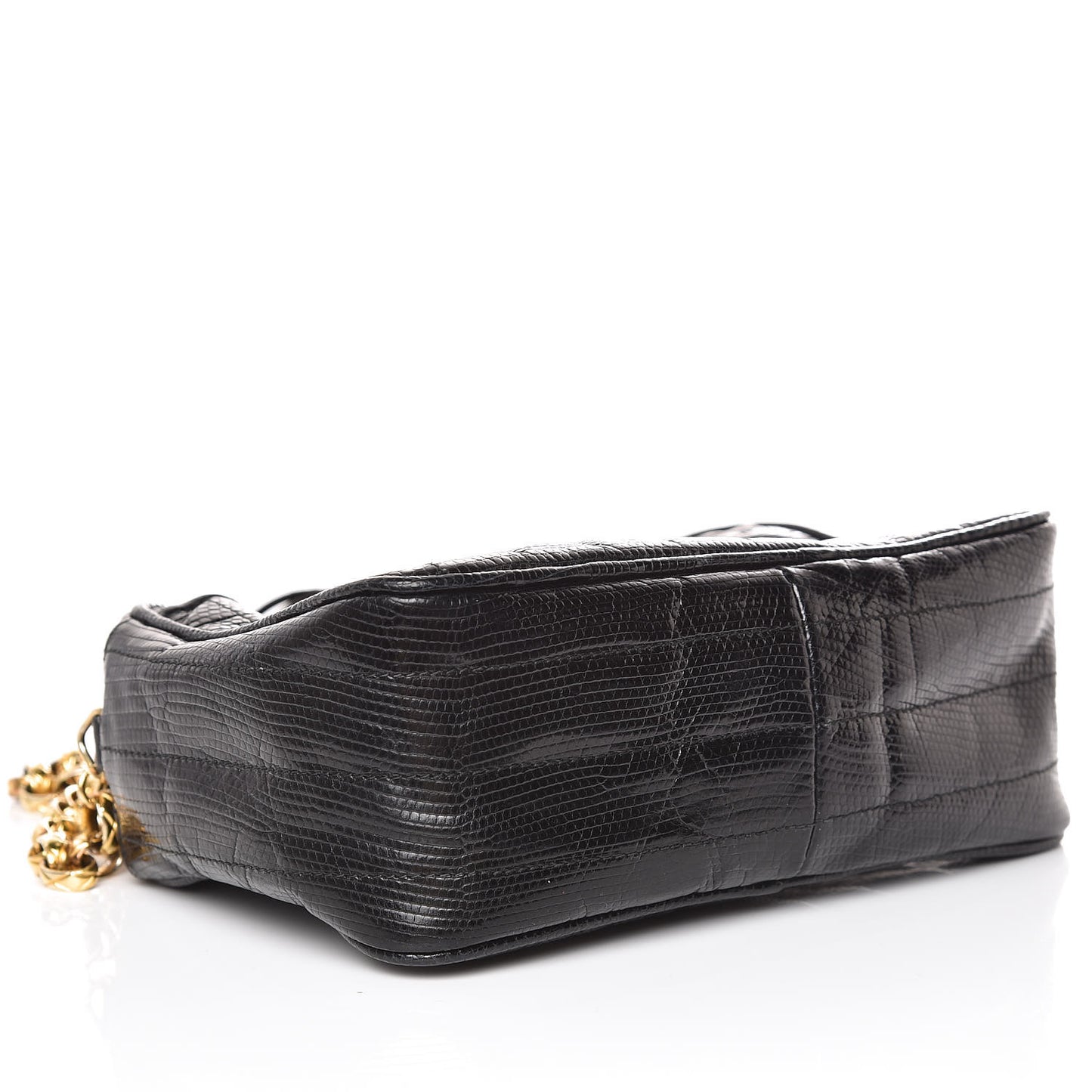 Lizard Quilted Small Tassel Camera Case Black