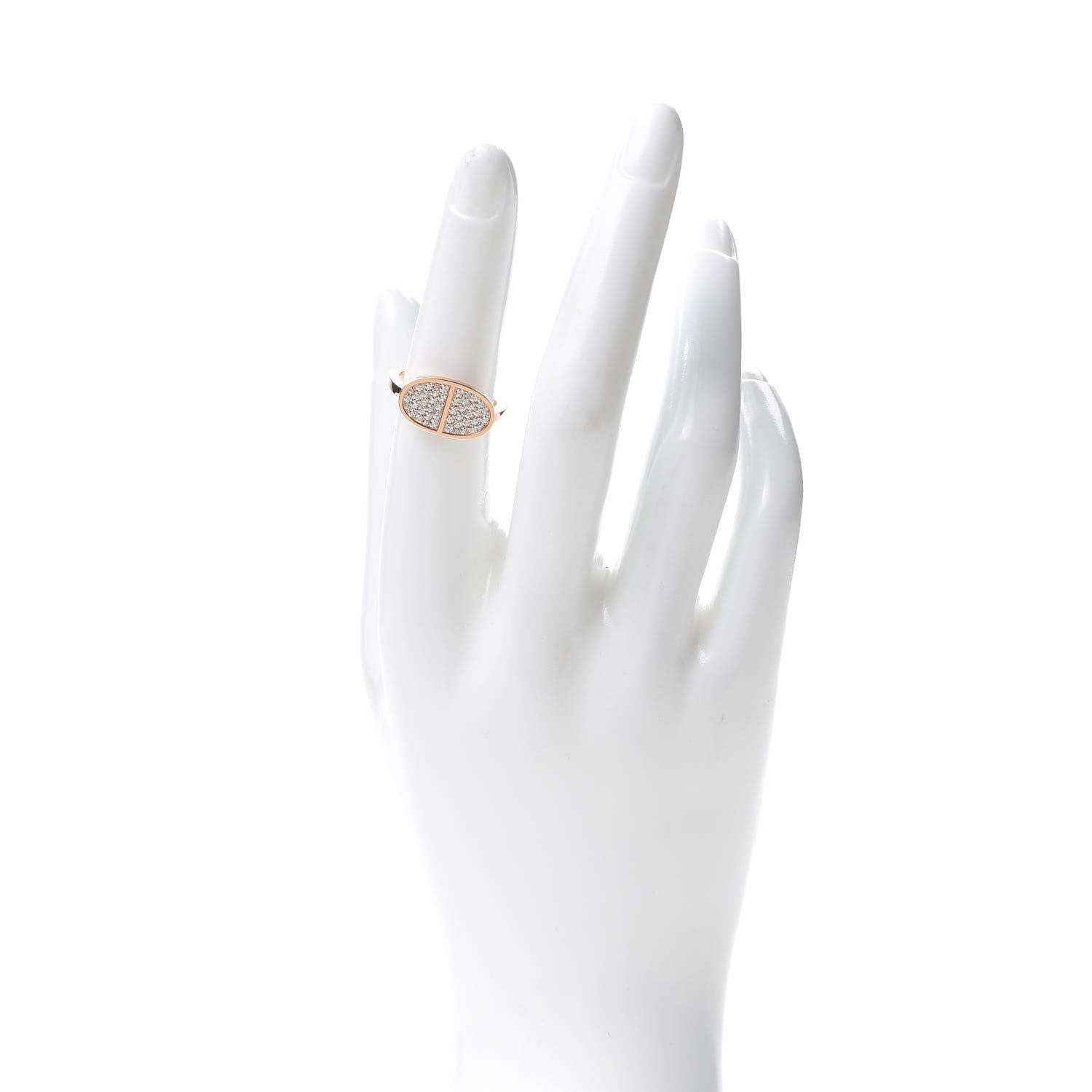 Hermes 18K Rose Gold Diamond MM Chaine d'Ancre Verso Ring 52 6 2 of 5