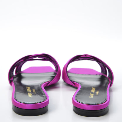 Saint Laurent Silk Tribute 05 Slide Sandals 35.5 Fushia Flash 7 of 11