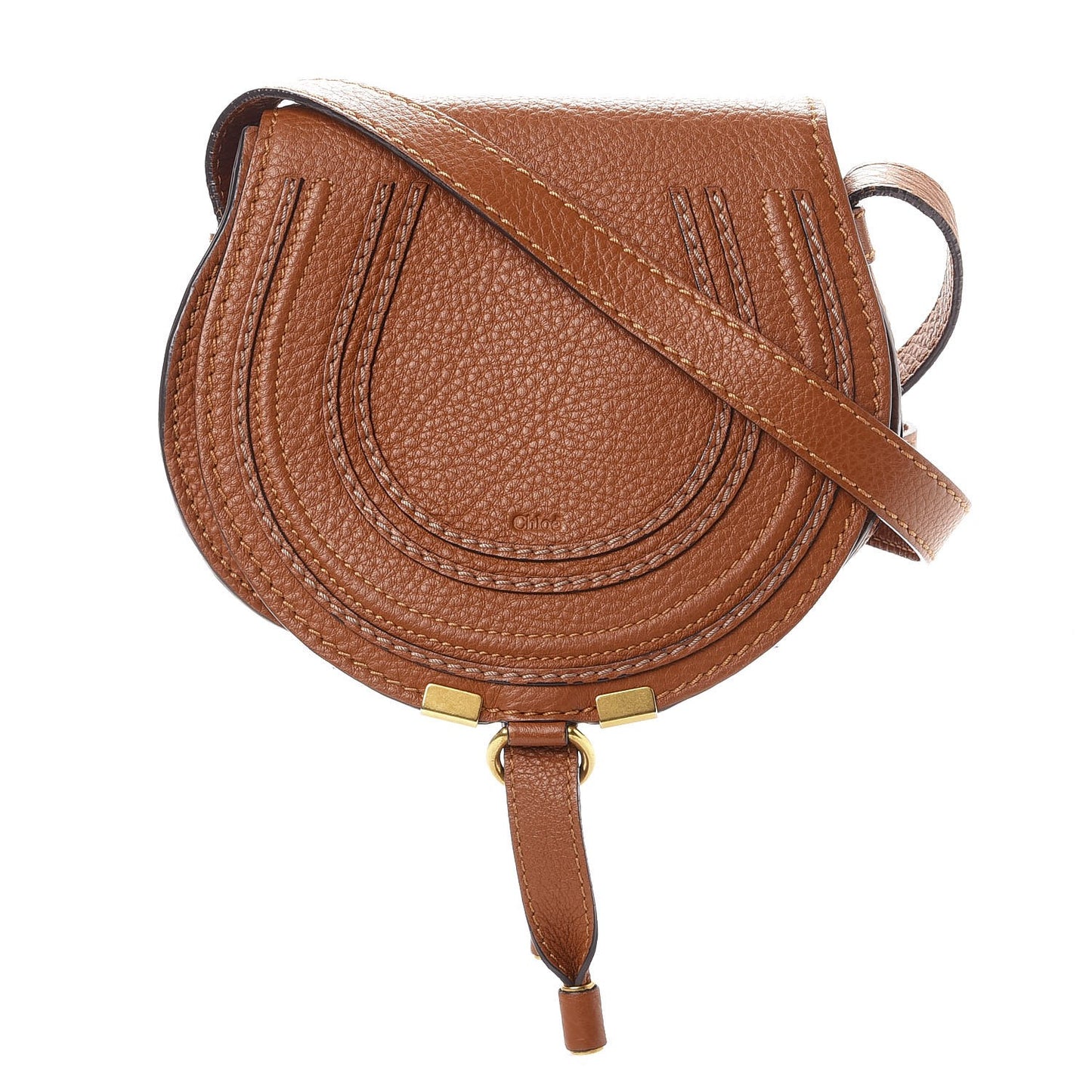 Calfskin Mini Marcie Round Crossbody Bag Tan
