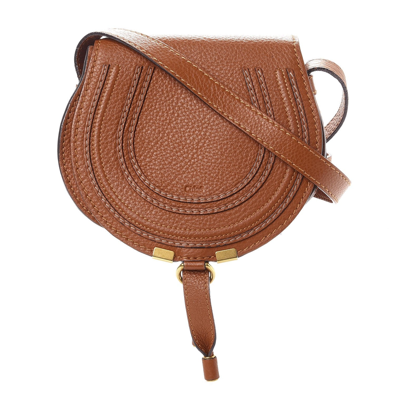 Chloe Calfskin Mini Marcie Round Crossbody Bag Tan 1 of 12