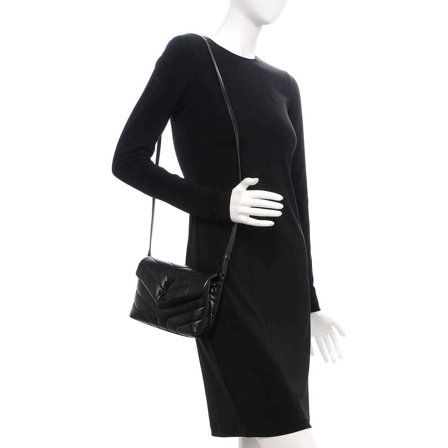 Calfskin Y Quilted Monogram Toy Loulou Crossbody Bag Black