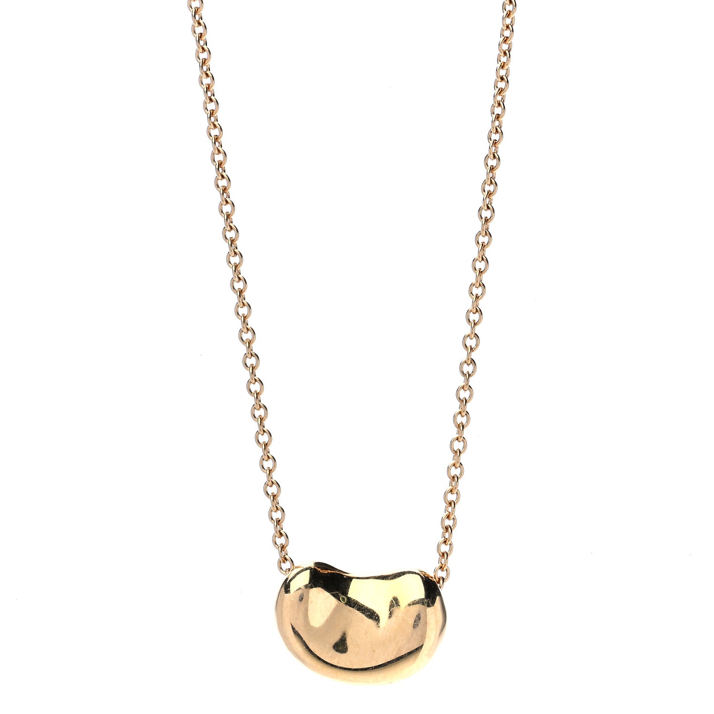 18K Yellow Gold 11mm Elsa Peretti Bean Pendant Necklace