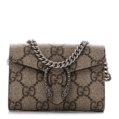 Gucci GG Supreme Monogram Dionysus Coin Purse Taupe 1 of 9