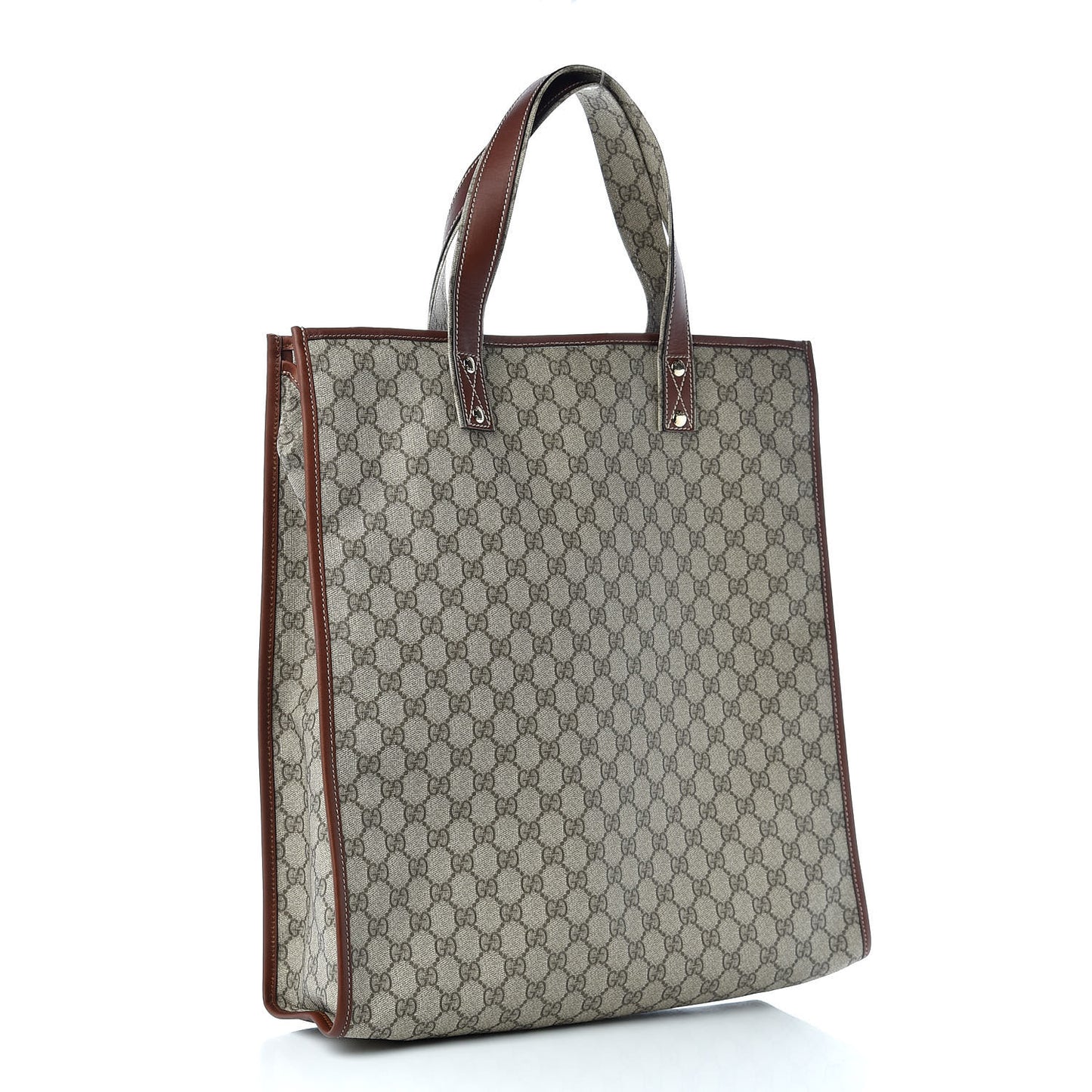 GG Plus Monogram Medium Signature Web Loop Vertical Tote Brown