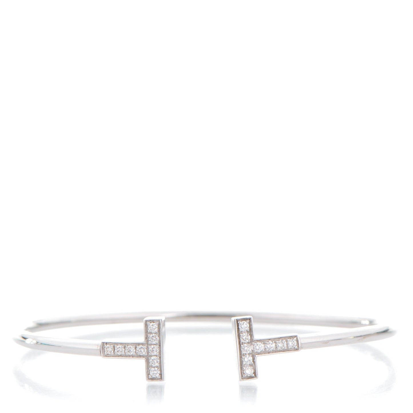 18K White Gold Diamond T Wire Bracelet