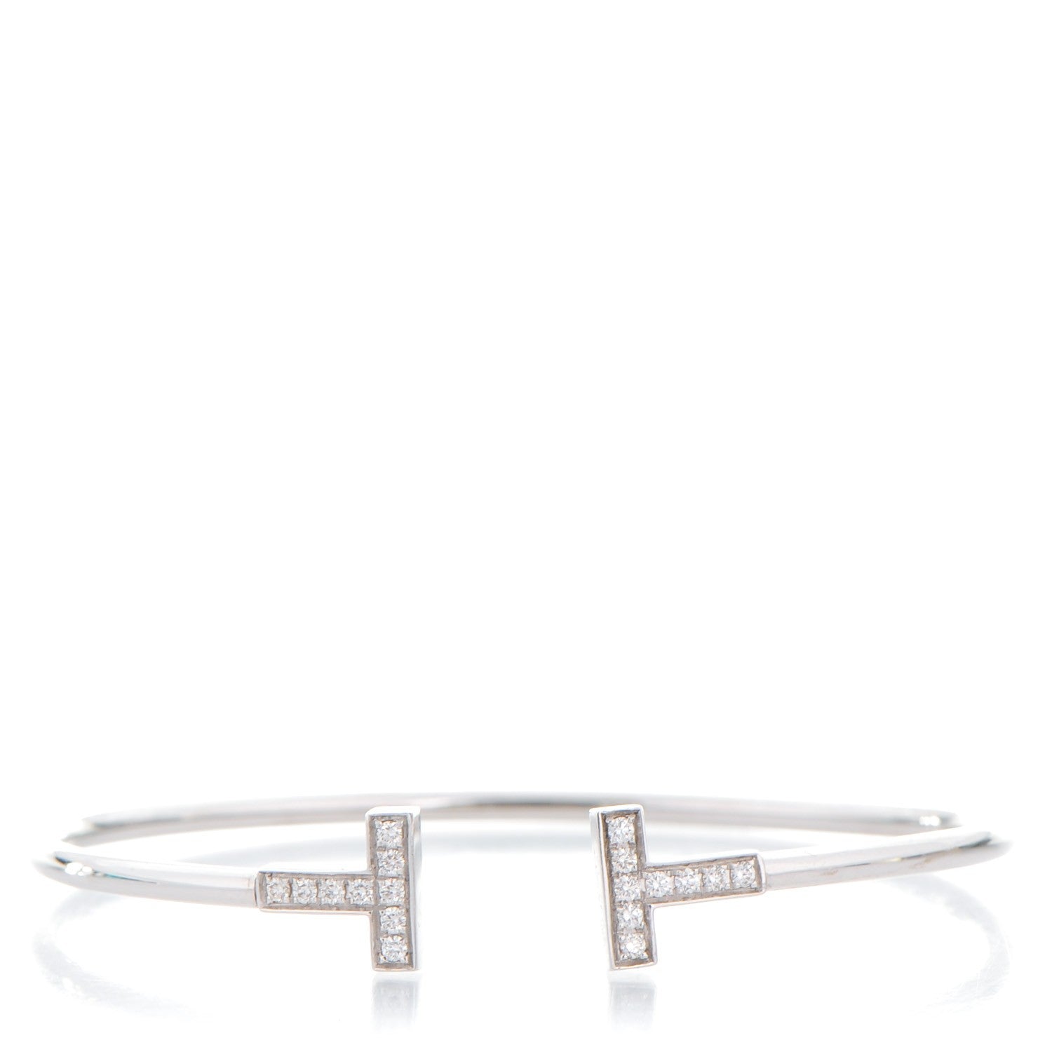 Tiffany 18K White Gold Diamond T Wire Bracelet 1 of 6
