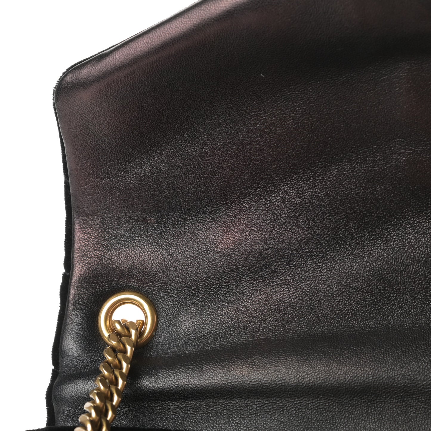 Velvet Y Quilted Monogram Small Loulou Chain Satchel Black