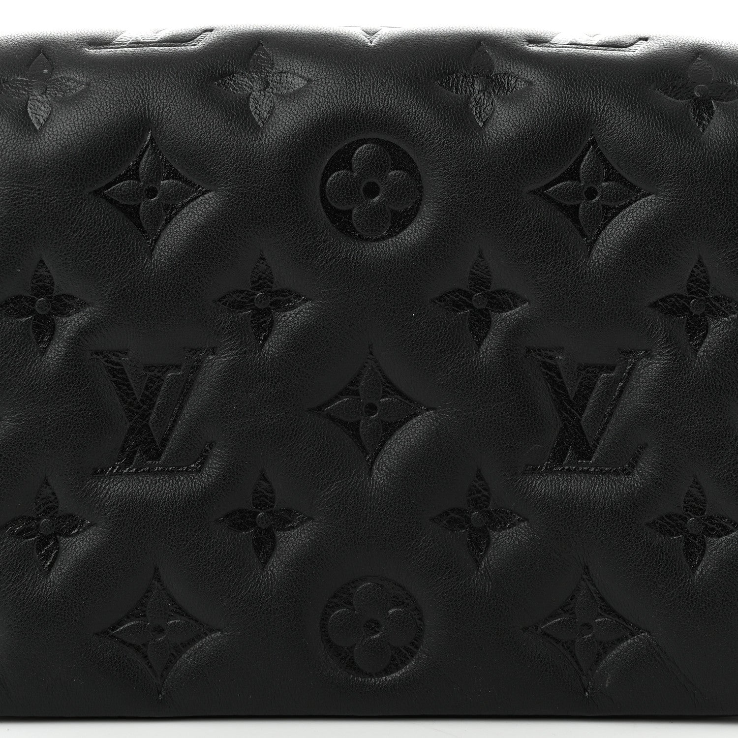Louis Vuitton Lambskin Embossed Monogram Pochette Coussin Black 7 of 9