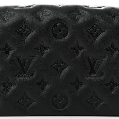 Louis Vuitton Lambskin Embossed Monogram Pochette Coussin Black 7 of 9