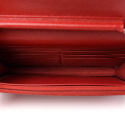 Chanel Caviar Quilted Wallet on Chain WOC Red 5 of 12
