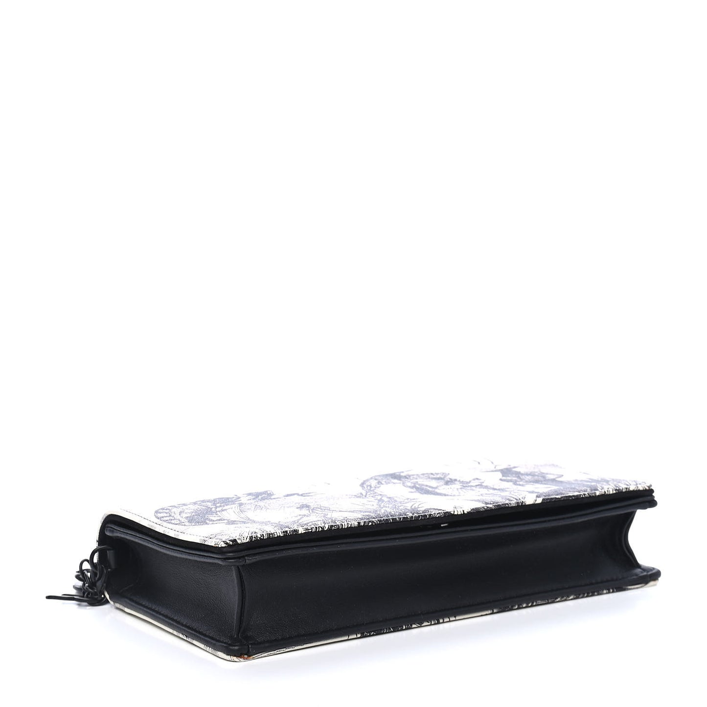 Calfskin Toile de Jouy Carnivora Wallet On Chain Pouch White
