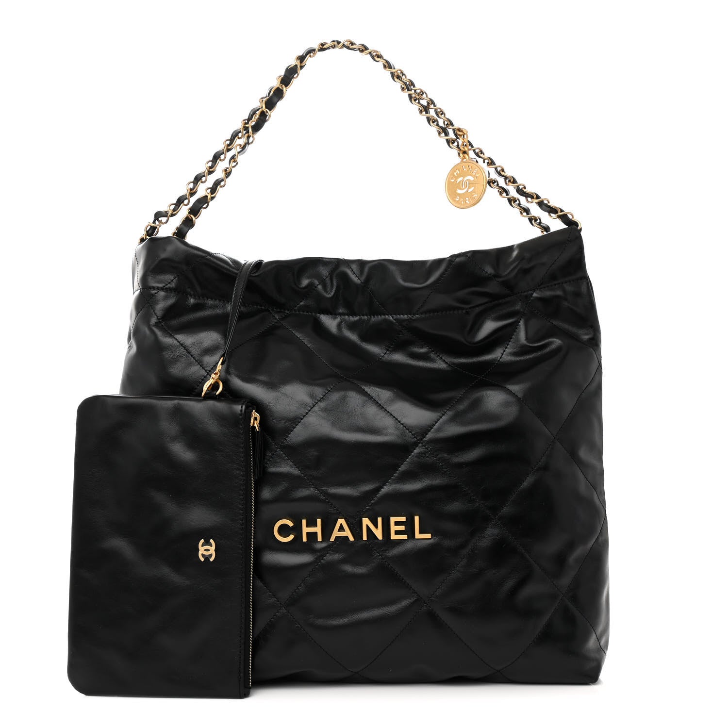 Chanel Shiny Calfskin Quilted Chanel 22 Black 3 of 11