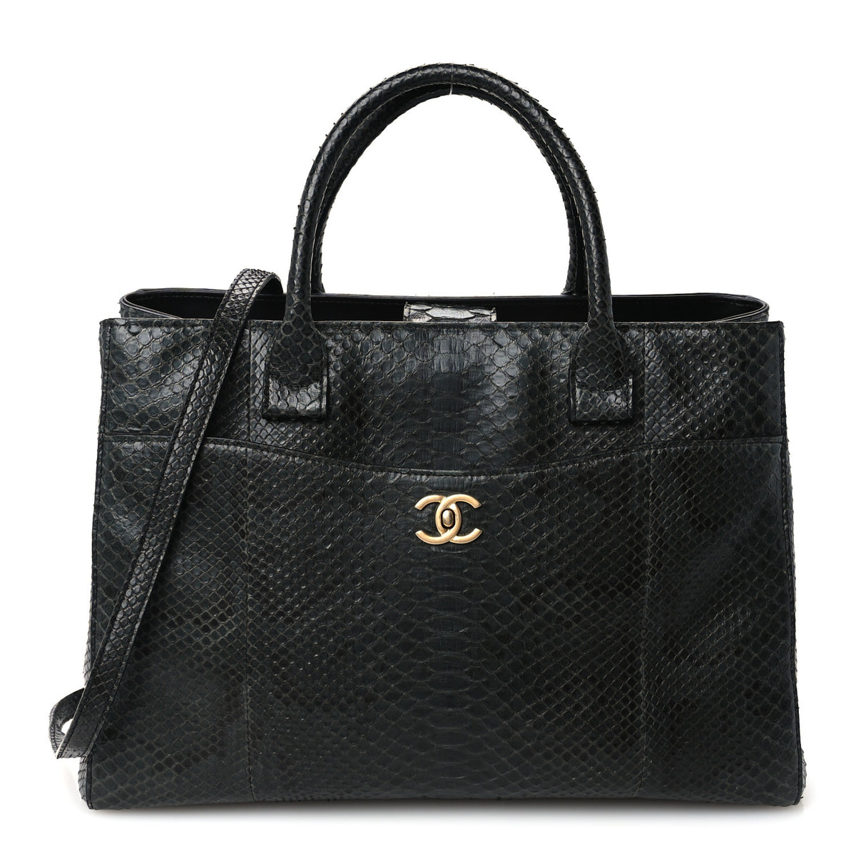 Chanel Snakeskin  Medium Executive Cerf Shopper Tote Black 1 of 11