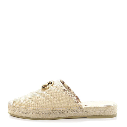 Gucci Straw Elaphe Matelasse GG Marmont Espadrille Slippers 35 Natural Cream Brown 1 of 8