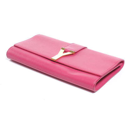 Saint Laurent Leather Classic Y Chyc Clutch Fuchsia 4 of 9