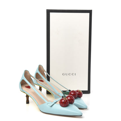 Gucci Malaga Kid Unia Cherry Pumps 37 New Acquamarine Emerald Cocoa 8 of 8