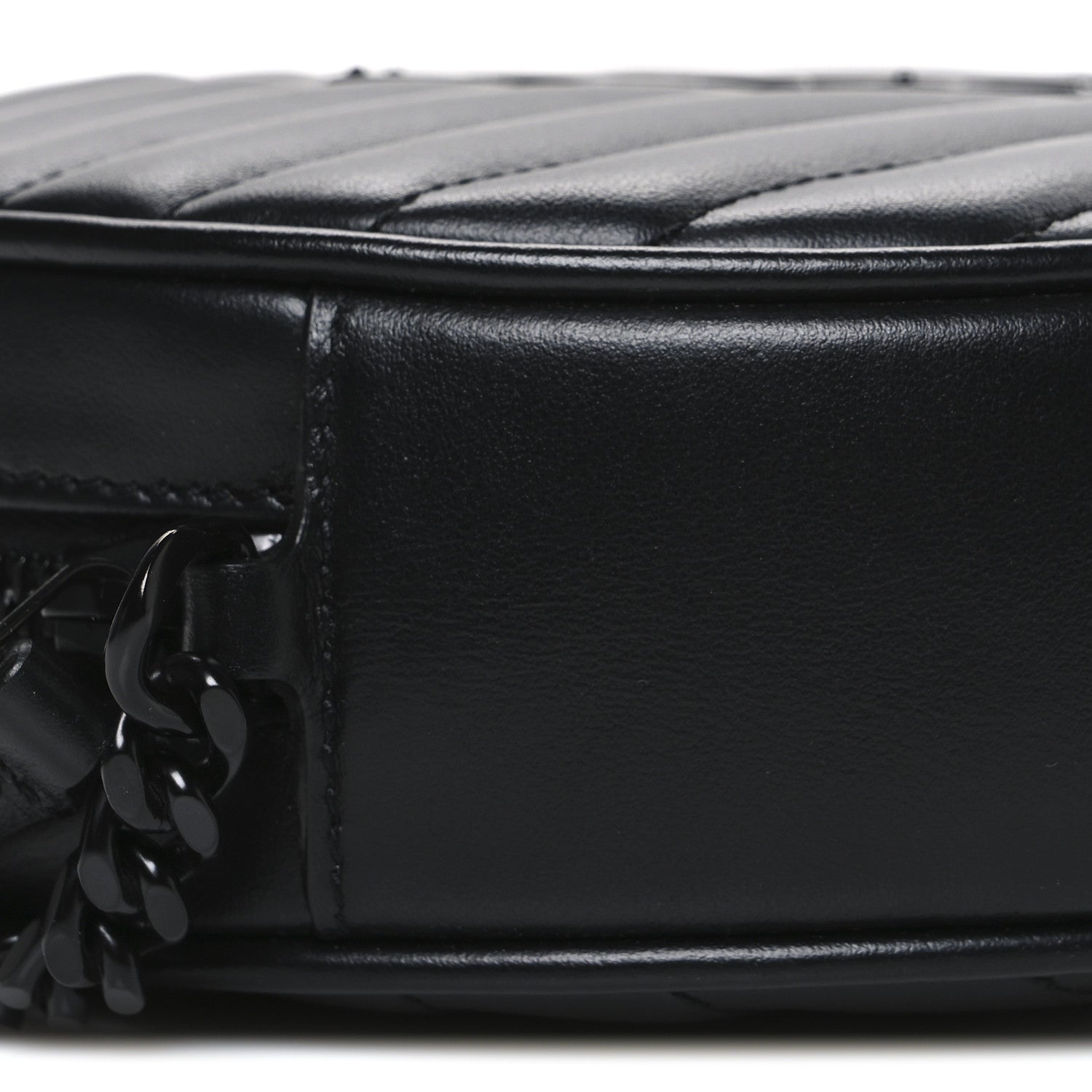 Saint Laurent Calfskin Matelasse Chevron Round Vinyle Camera Bag Black 9 of 10