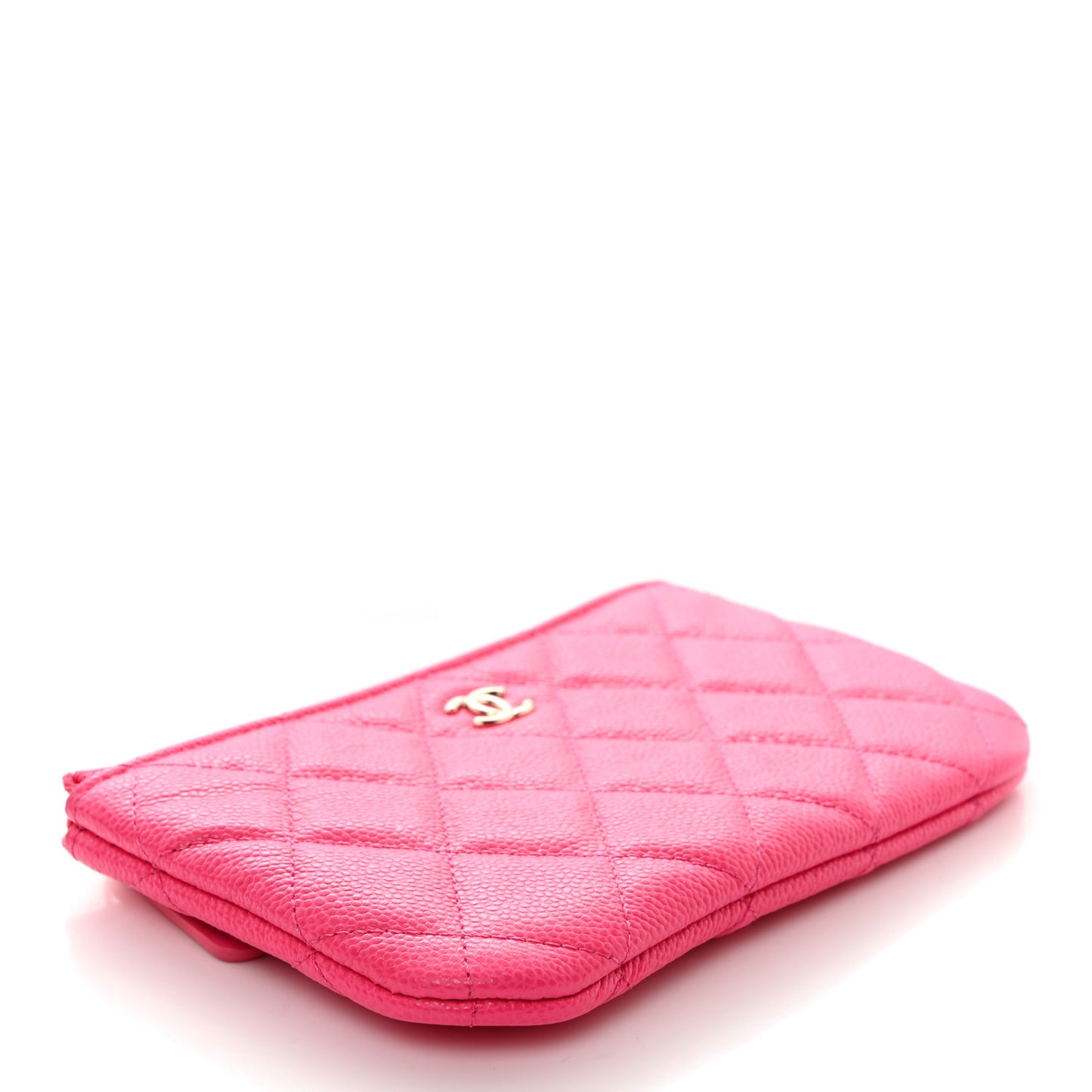 Caviar Quilted Small Cosmetic Case Fuchsia